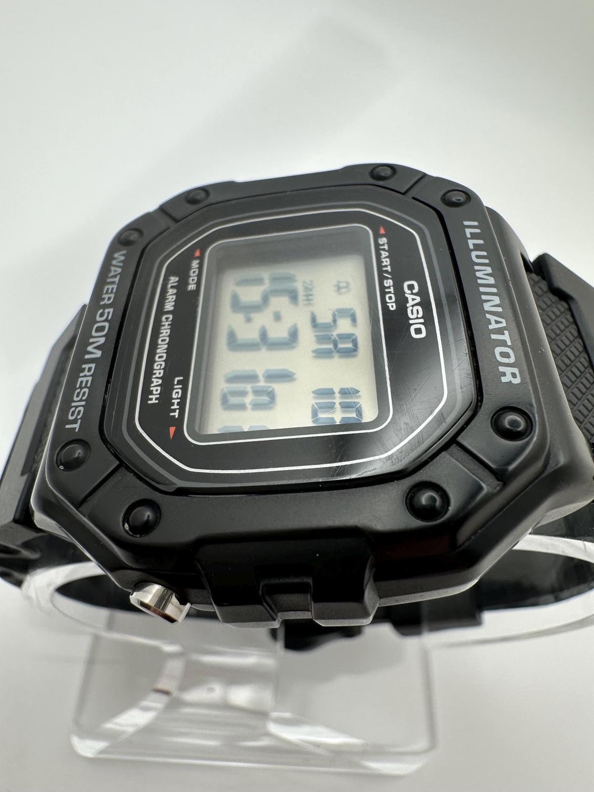 Casio Illuminator Digital Watch – Model 3224 W-218H – Black Resin Strap, 50M Water Resistant, Alarm & Chronograph
