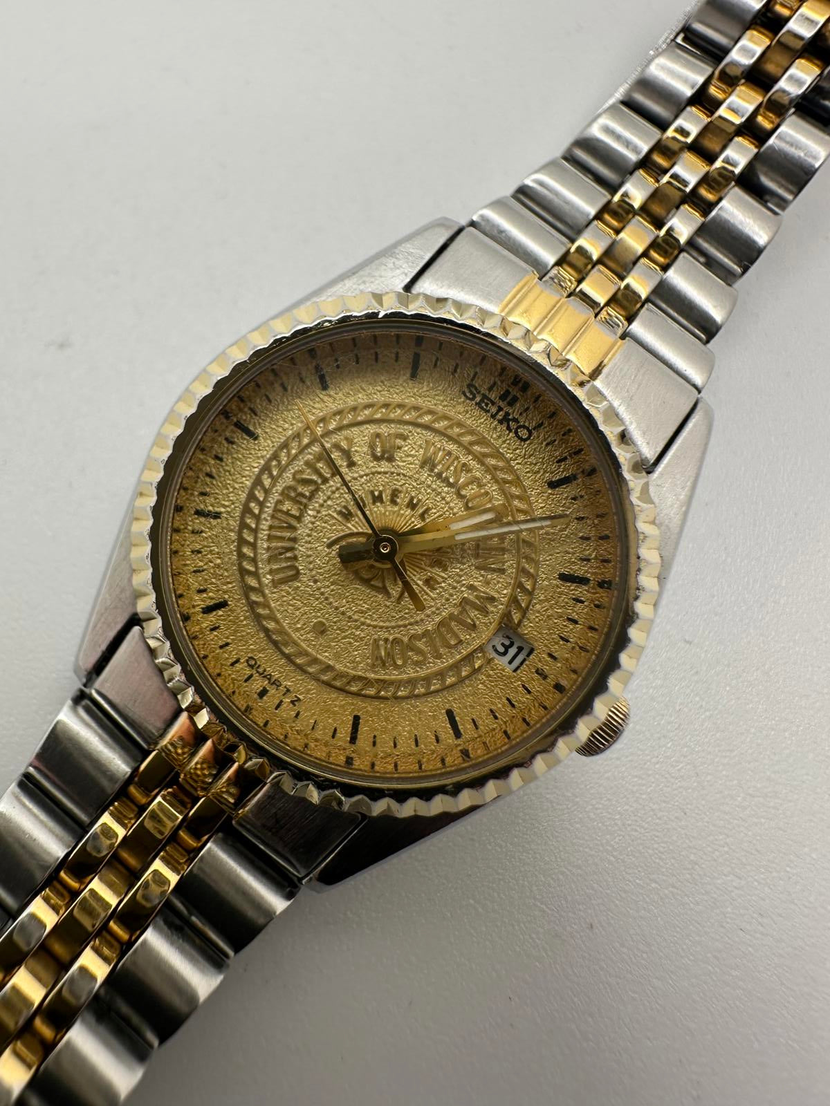 Vintage Seiko Women’s Quartz Watch University of Wisconsin Madison Gold 23mm