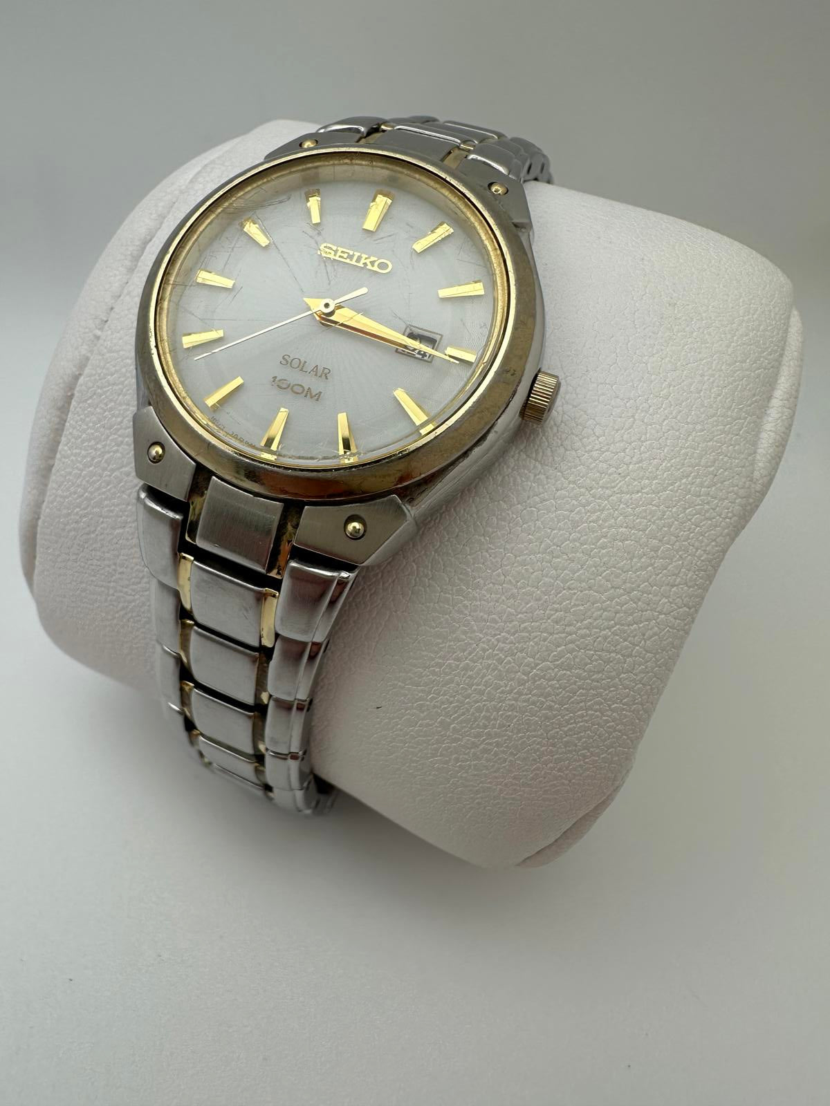 Seiko Women’s Solar Watch – 28mm, Two-Tone Stainless, Date, 100M WR