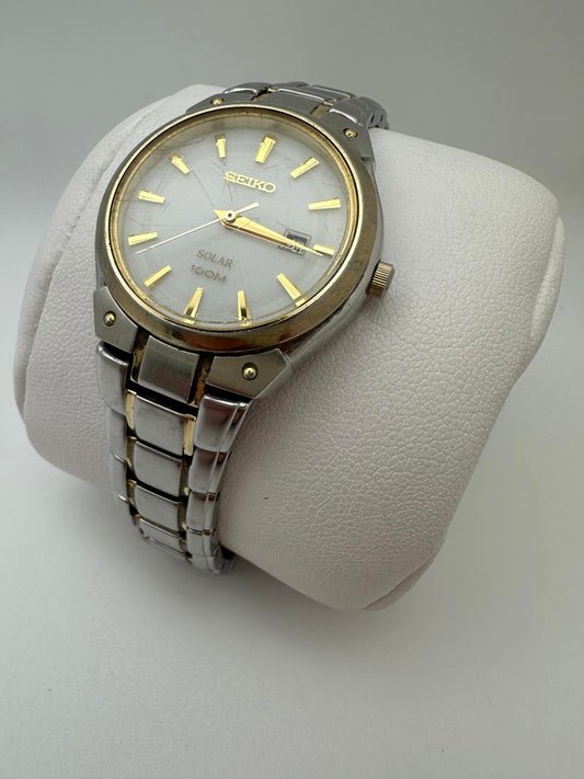 Seiko Women’s Solar Watch – 28mm, Two-Tone Stainless, Date, 100M WR