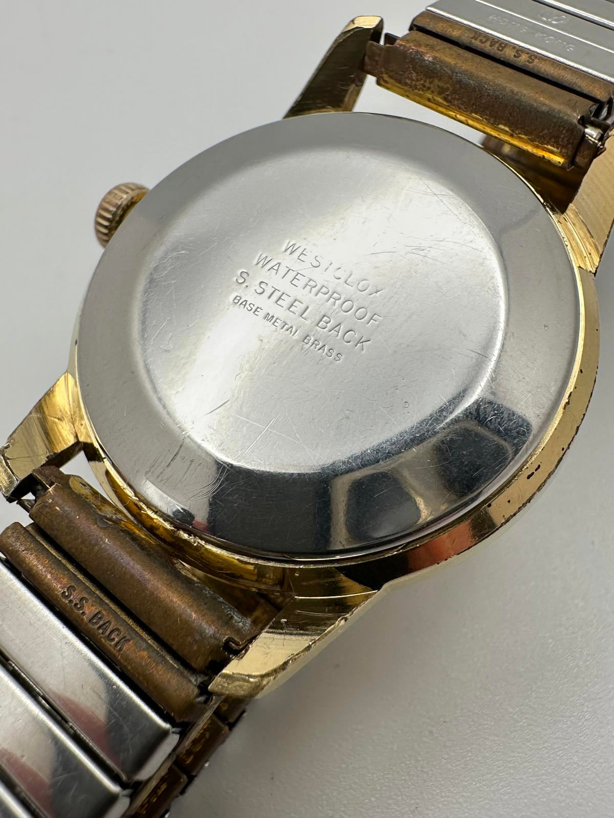 Vintage Westclox Mens Mechanical Watch Gold Tone 32mm Stretch Band | 1950-60s