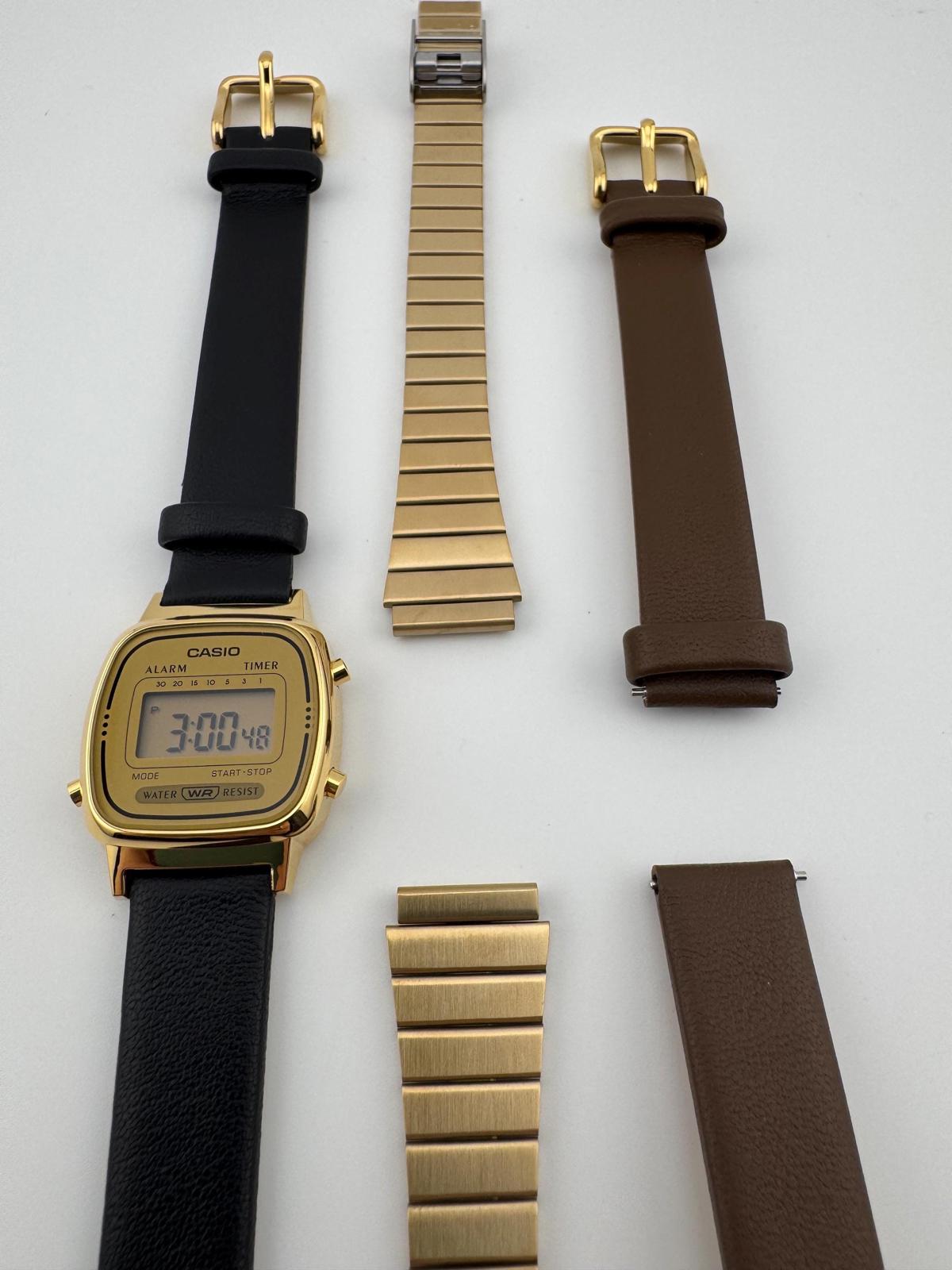 Casio Gold Vintage Digital Watch Original Bracelet Box Papers Optional Leather