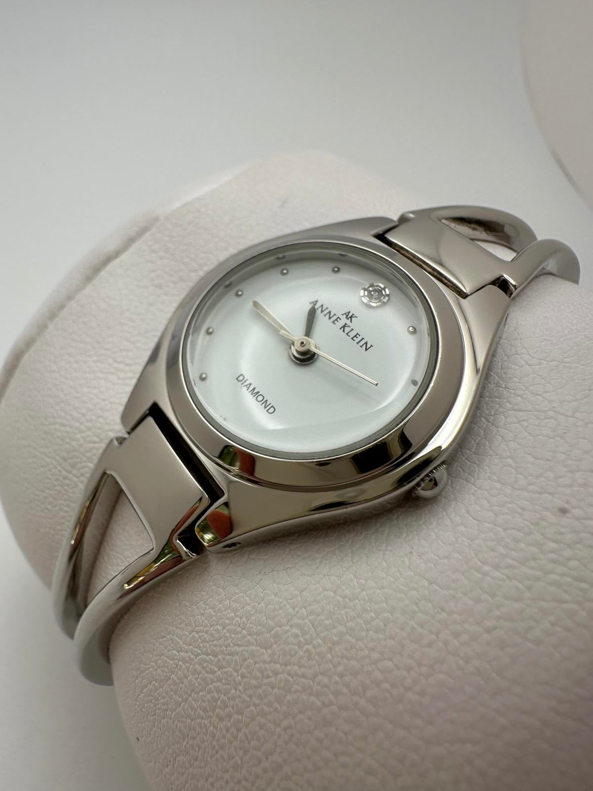 Anne Klein Women’s Diamond Accent Silver-Tone Bracelet Watch, 24mm, New Battery