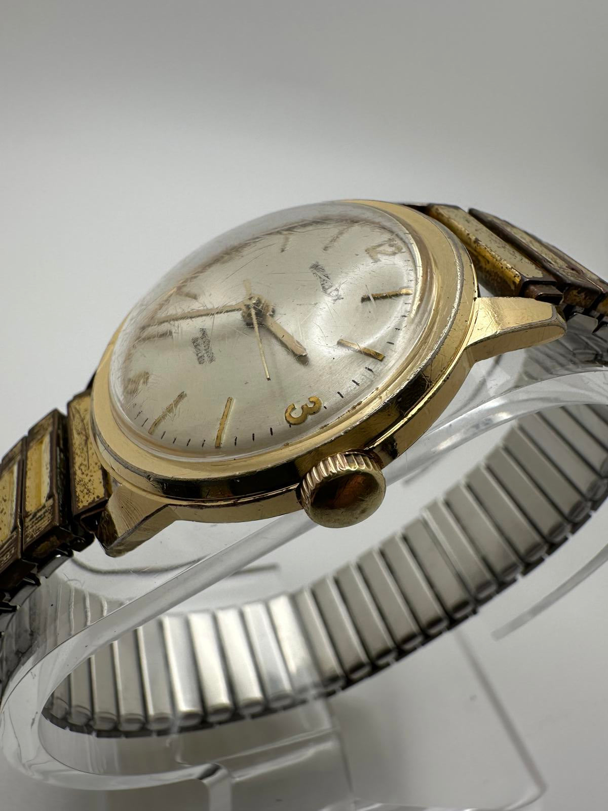 Vintage Westclox Mens Mechanical Watch Gold Tone 32mm Stretch Band | 1950-60s