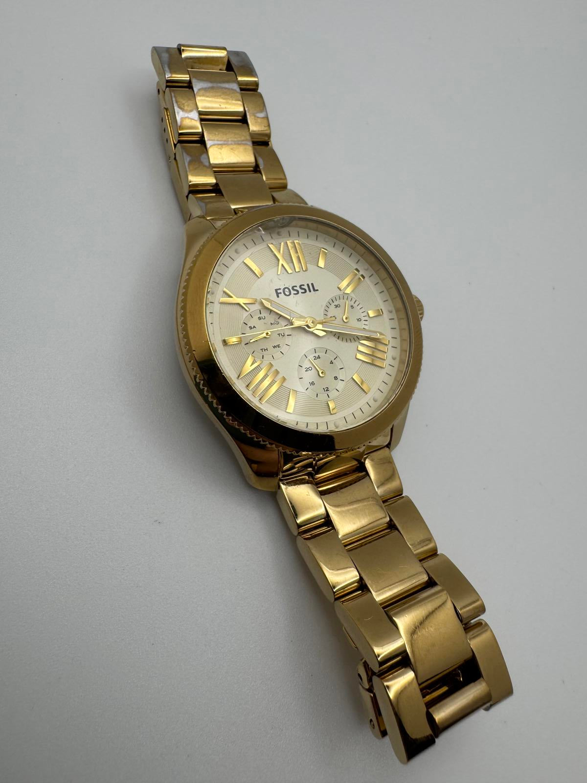 Fossil AM4510 Chronograph Watch – 39mm Gold Tone Quartz, Multi-Function Unisex