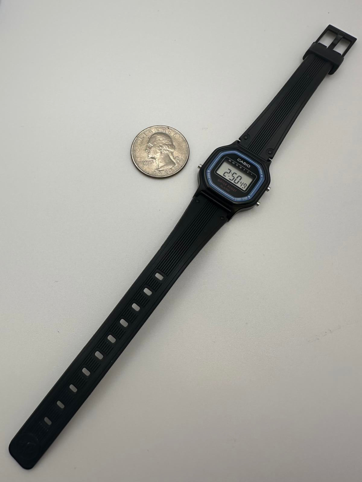 Casio LA-11W Women’s Digital Watch – 25mm Black Resin, Fresh Battery