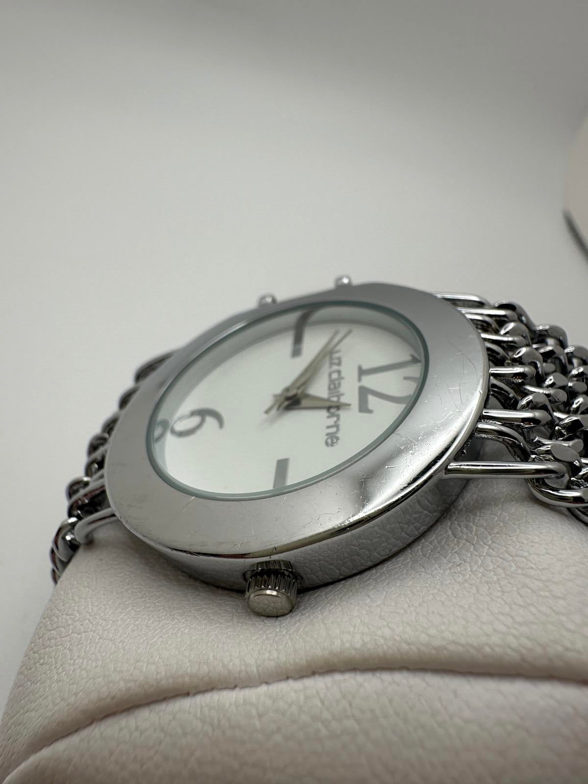 Liz Claiborne Women’s Quartz Watch Silver Chain Bracelet 34mm Runs Great