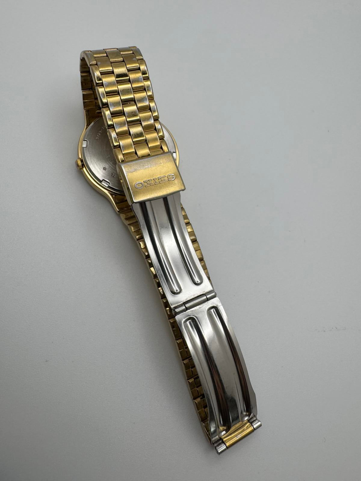 1990s Seiko Quartz Men’s Watch – Gold Tone Day Date 35mm Japan Vintage