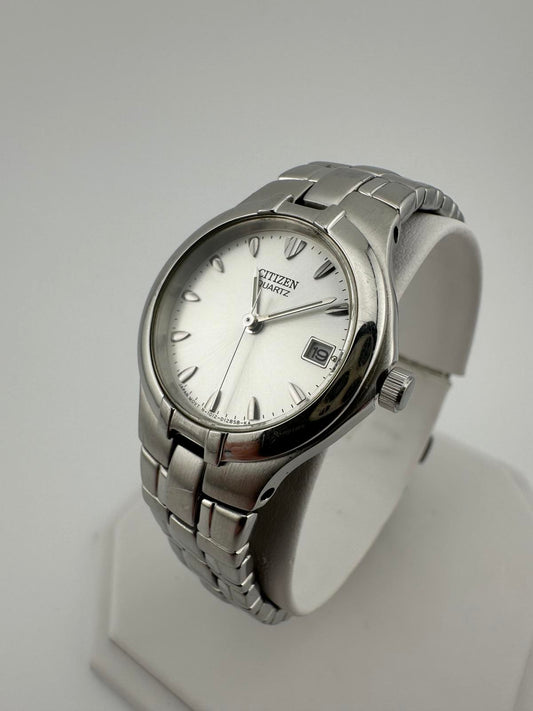 Citizen Quartz Watch Womens Silver Dial Stainless Steel Date 25mm Japan