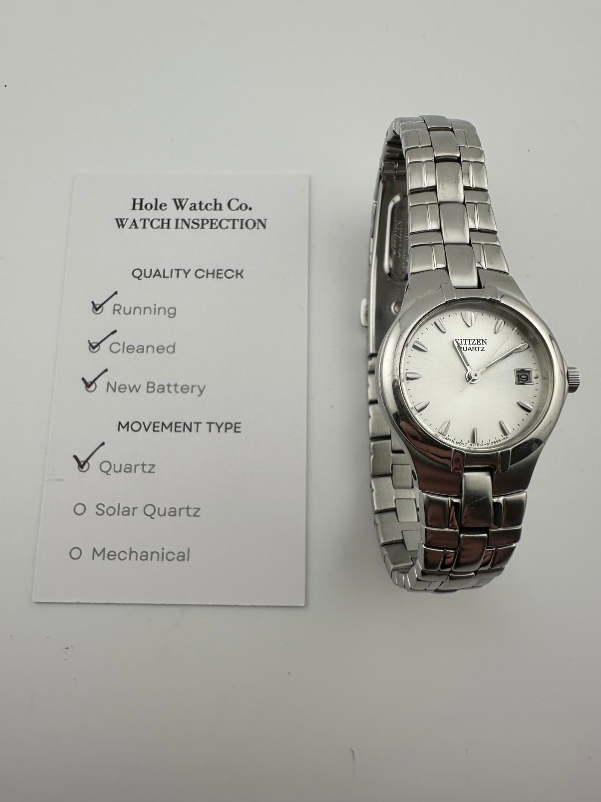 Citizen Quartz Watch Womens Silver Dial Stainless Steel Date 25mm Japan