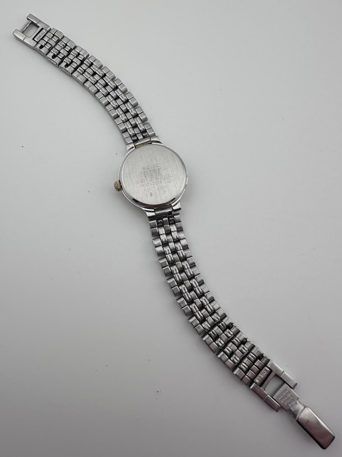Seiko Womens Vintage Quartz Watch Black Dial Two Tone Bracelet 22mm Date