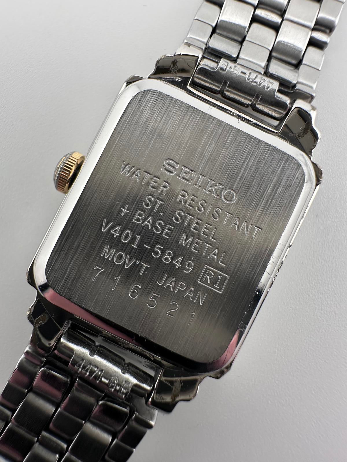 Seiko Womens Vintage Quartz Watch White Dial Two Tone Bracelet 17mm Worn Patina