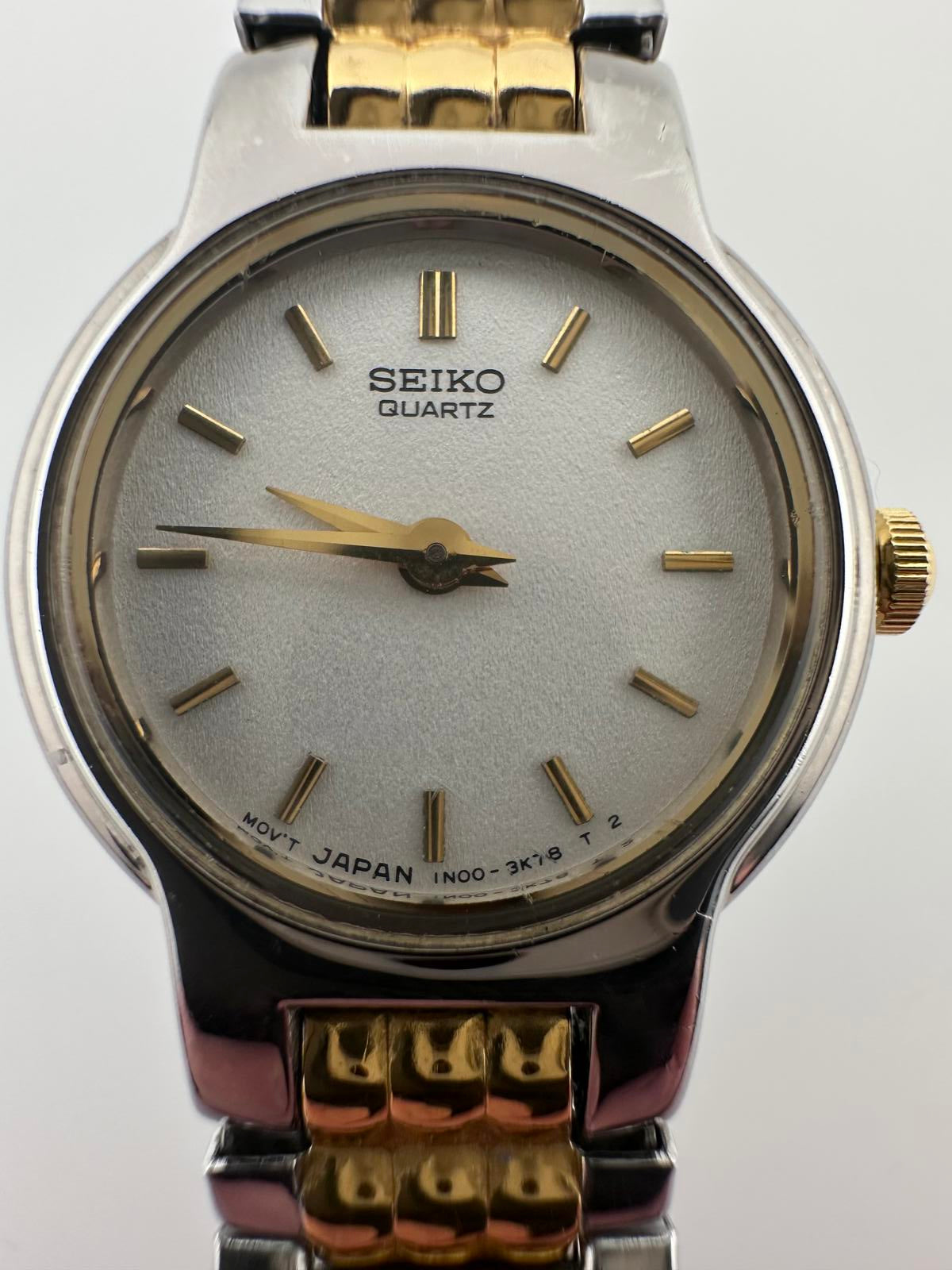 Seiko Womens Two Tone Silver Dial Quartz Stretch Bracelet Watch 1N00 3K78