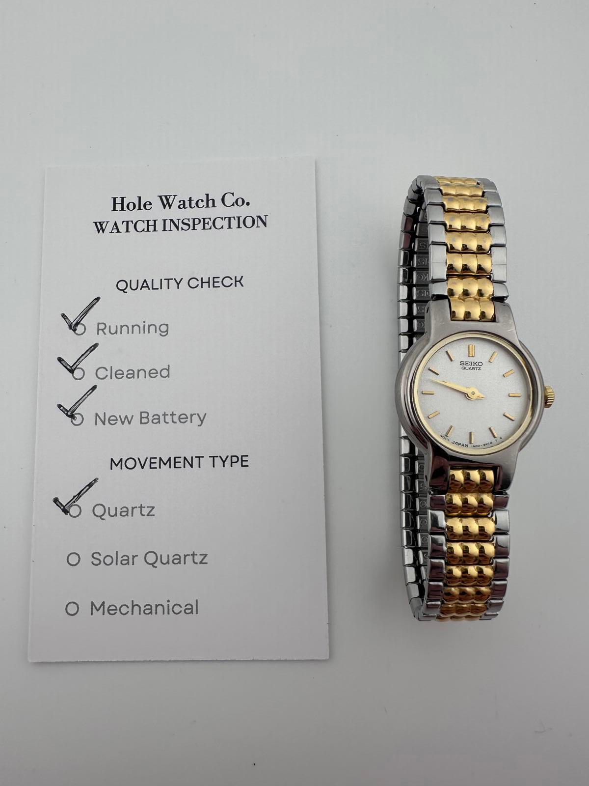 Seiko Womens Two Tone Silver Dial Quartz Stretch Bracelet Watch 1N00 3K78