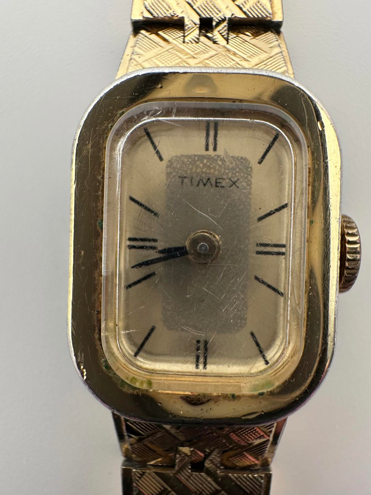Timex Womens 15mm Gold Tone Automatic Vintage Rectangular Watch