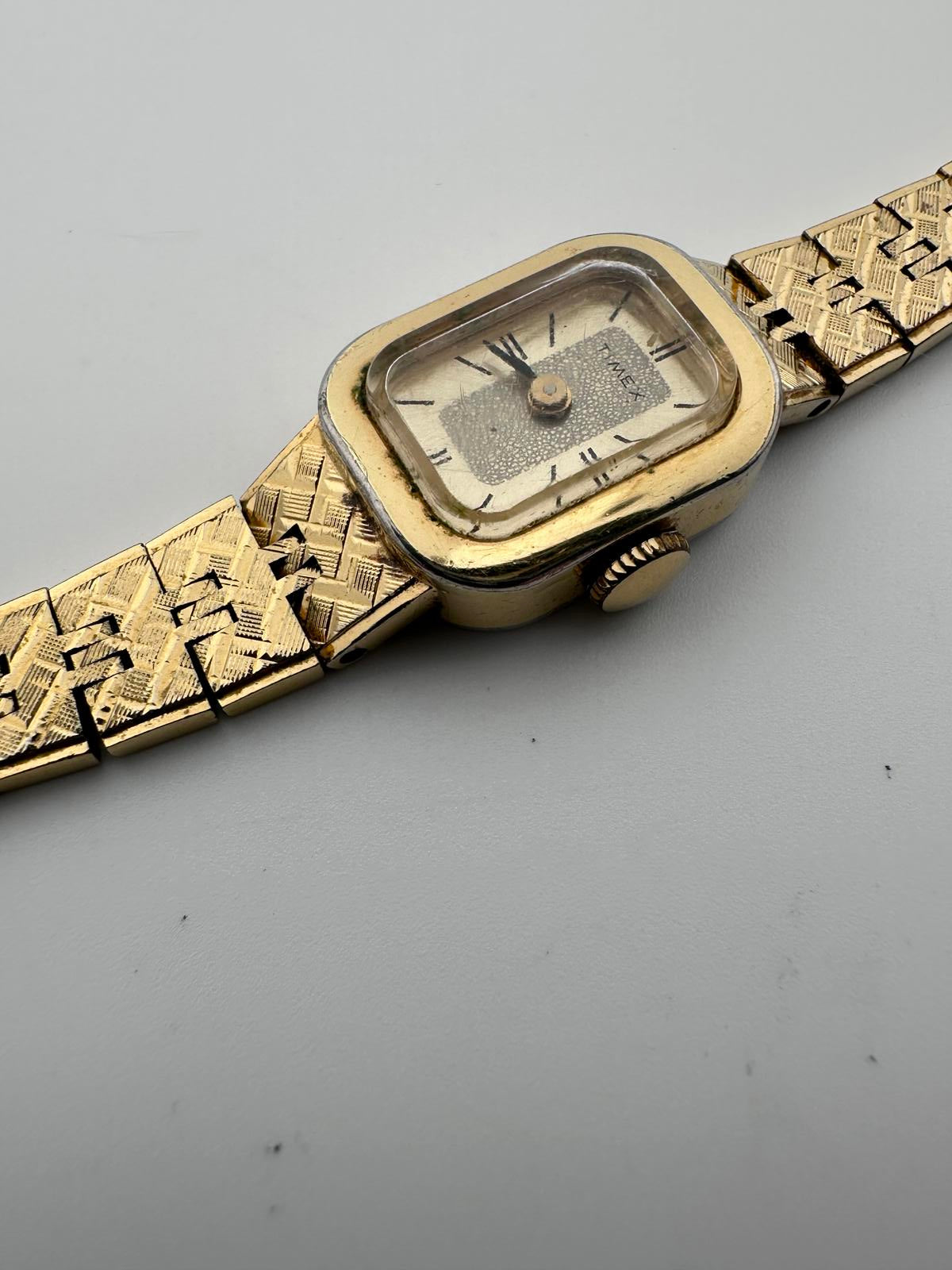 Timex Womens 15mm Gold Tone Automatic Vintage Rectangular Watch
