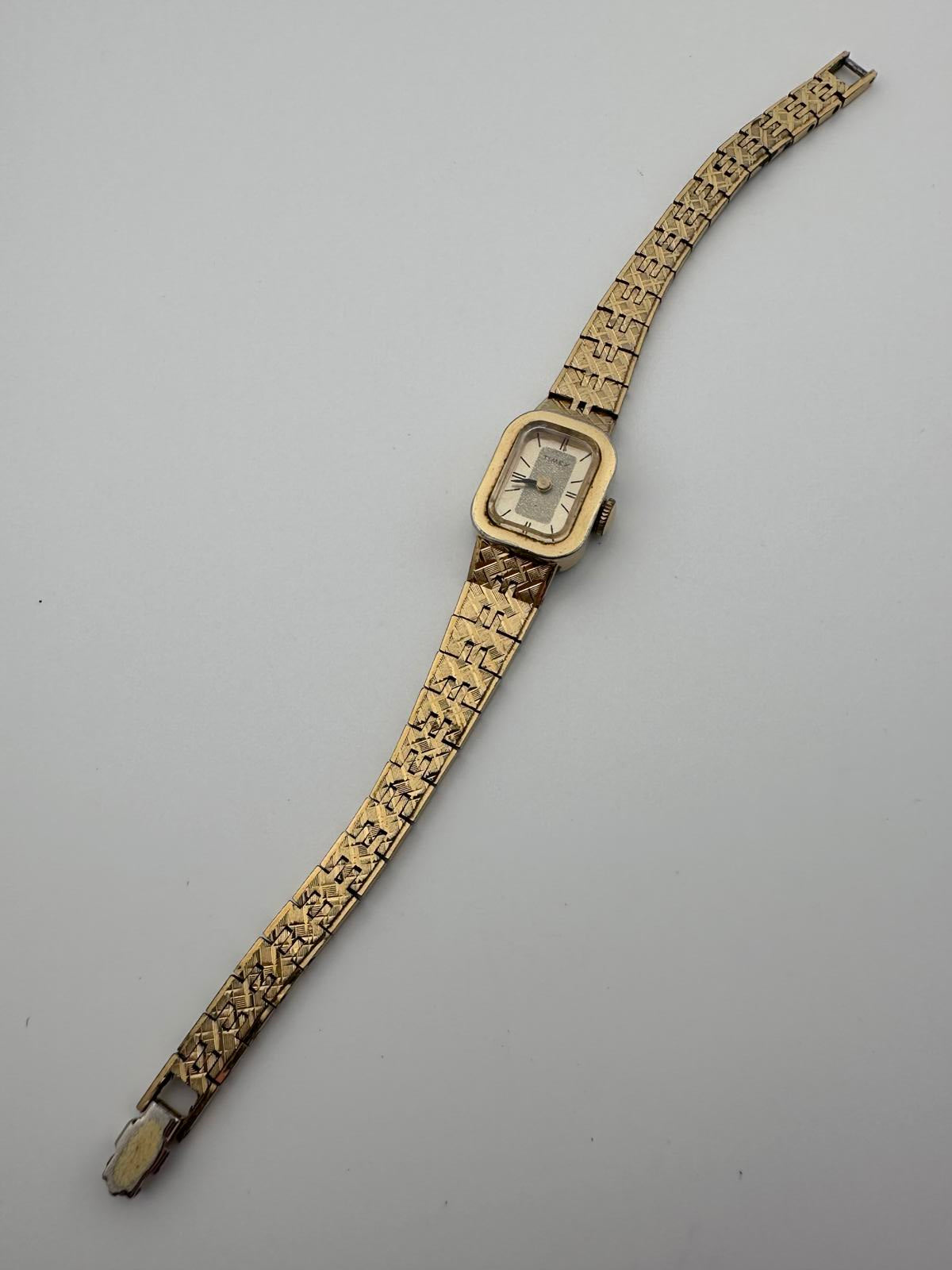 Timex Womens 15mm Gold Tone Automatic Vintage Rectangular Watch