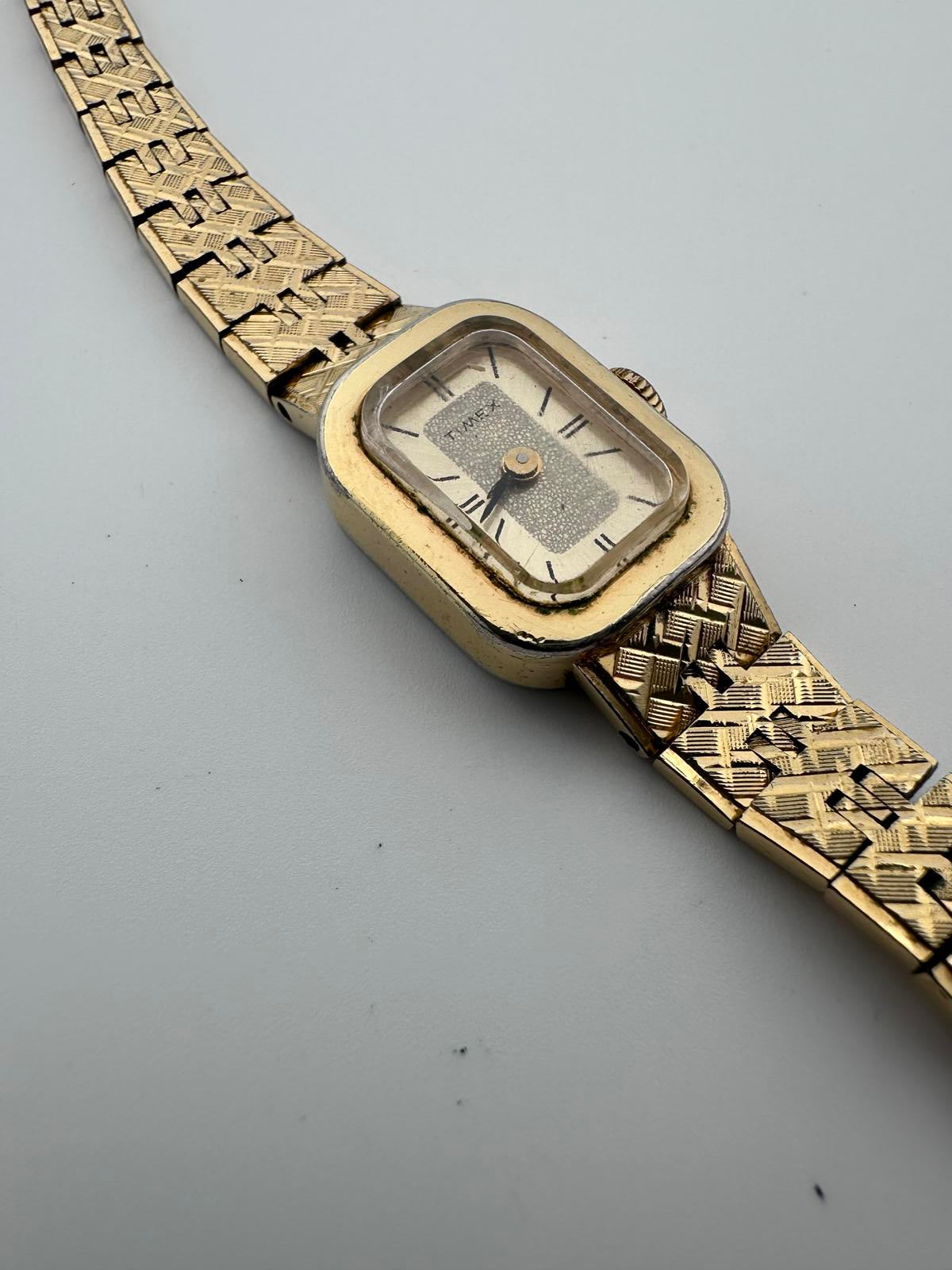 Timex Womens 15mm Gold Tone Automatic Vintage Rectangular Watch