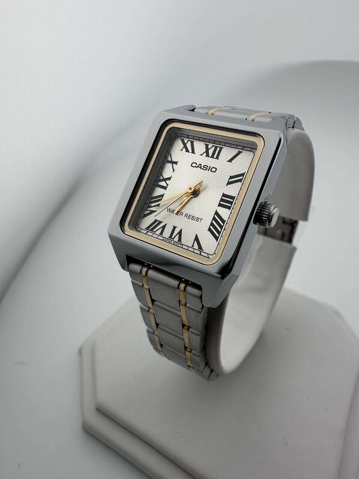 Casio Women's Gold & Silver Rectangular Roman Dial Watch, alternate view 2
