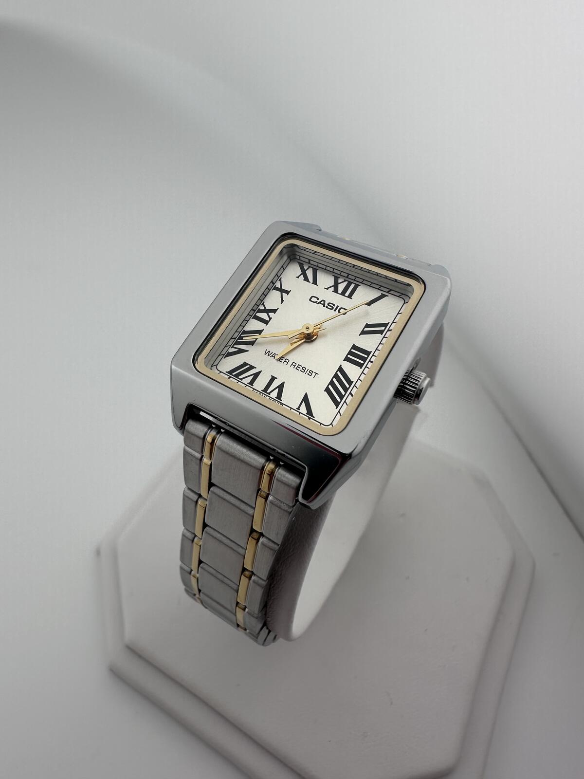 Casio Women's Gold & Silver Rectangular Roman Dial Watch, alternate view 3