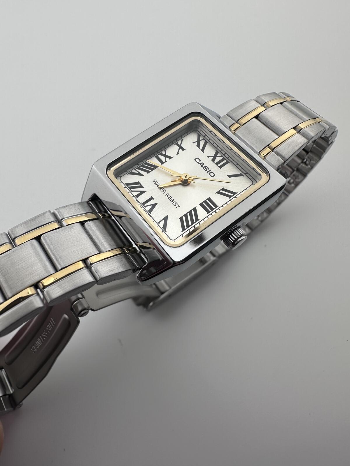 Casio Women's Gold & Silver Rectangular Roman Dial Watch, alternate view 6