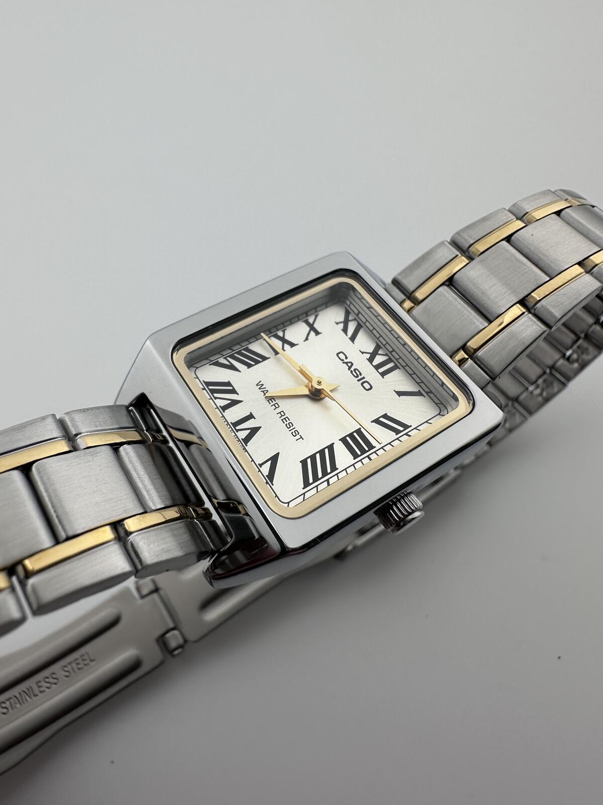 Casio Women's Gold & Silver Rectangular Roman Dial Watch, alternate view 8