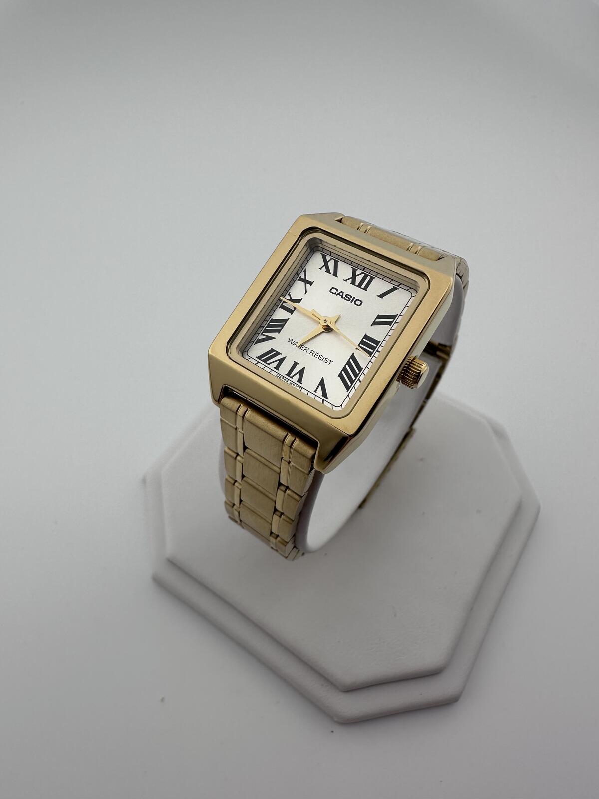Casio Women's Small Gold Rectangular Roman Dial Watch, alternate view 2