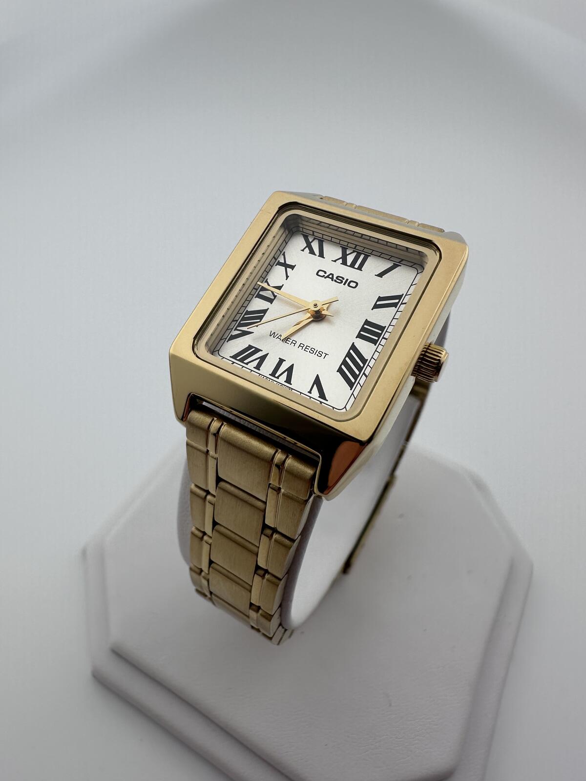 Casio Women's Small Gold Rectangular Roman Dial Watch, alternate view 3
