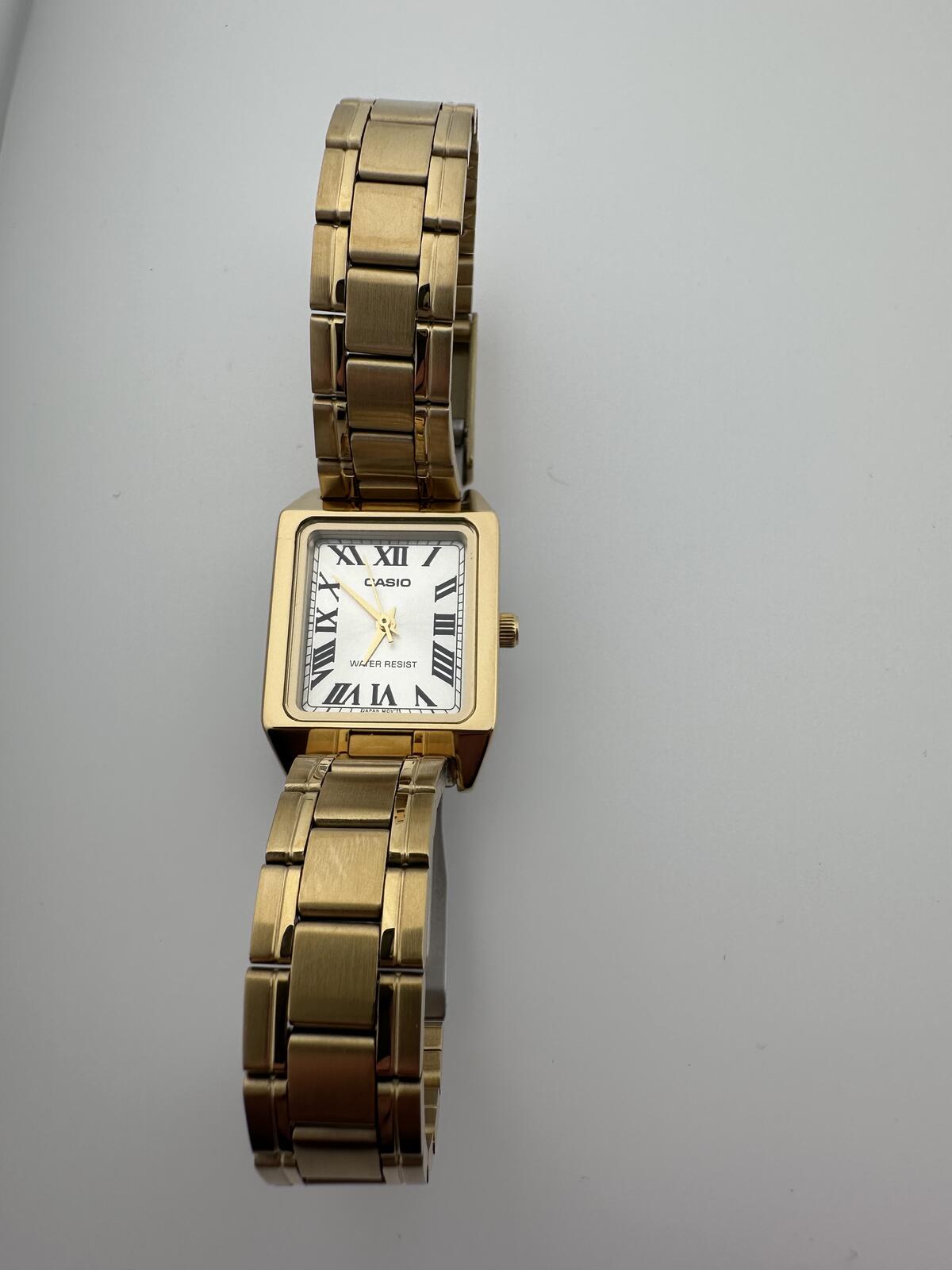Casio Women's Small Gold Rectangular Roman Dial Watch, alternate view 7