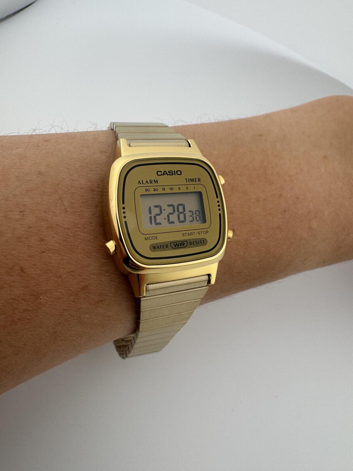 Gold Digital Watch for Women Petite Vintage Minimalist Casio Small Wrist
