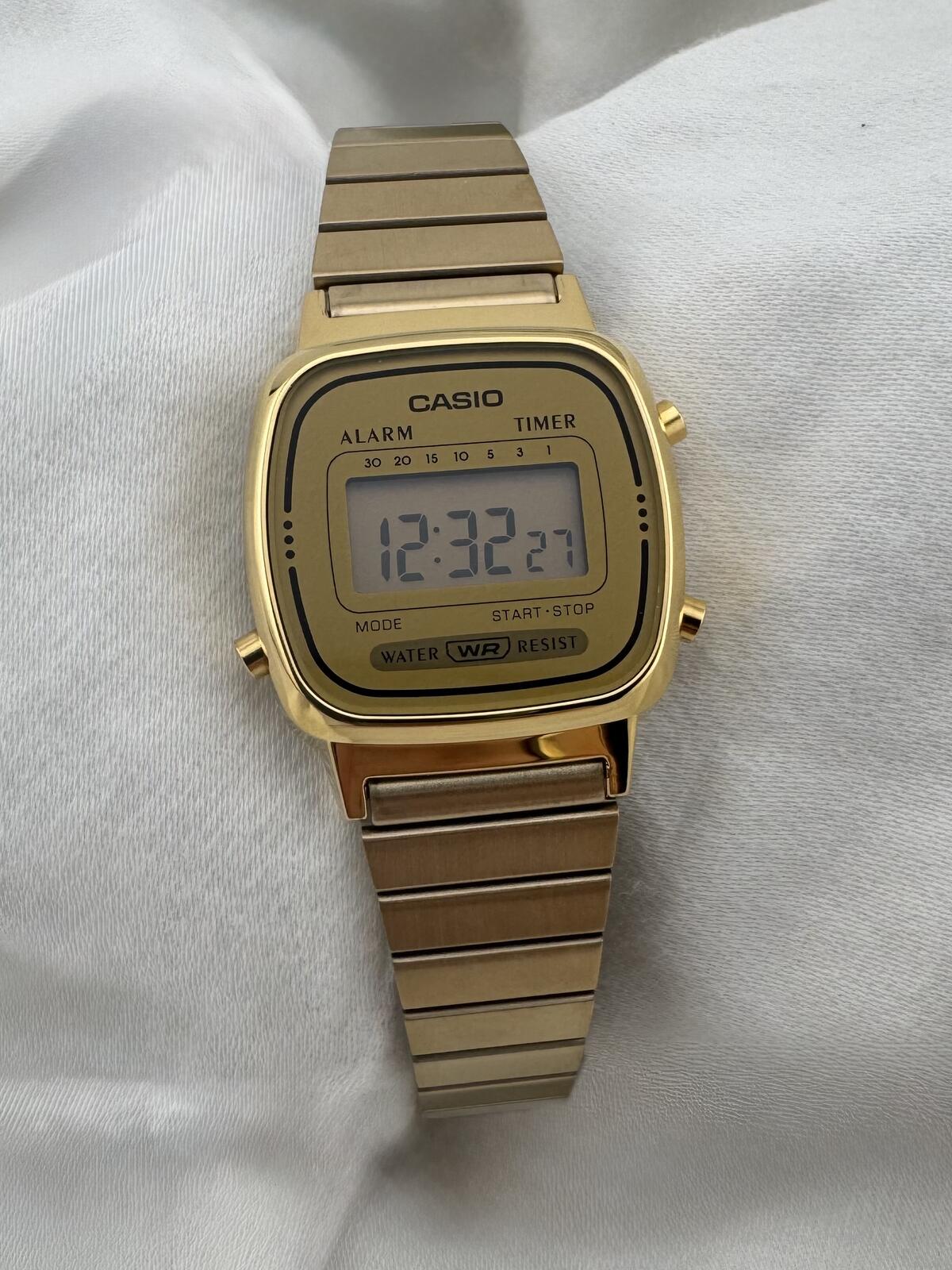 Gold Digital Watch for Women Petite Vintage Minimalist Casio Small Wrist