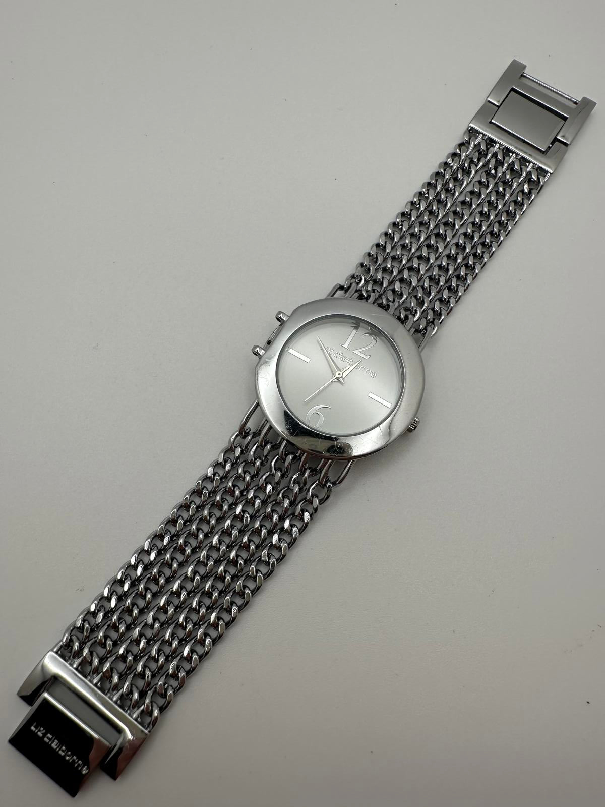 Liz Claiborne Women’s Quartz Watch Silver Chain Bracelet 34mm Runs Great