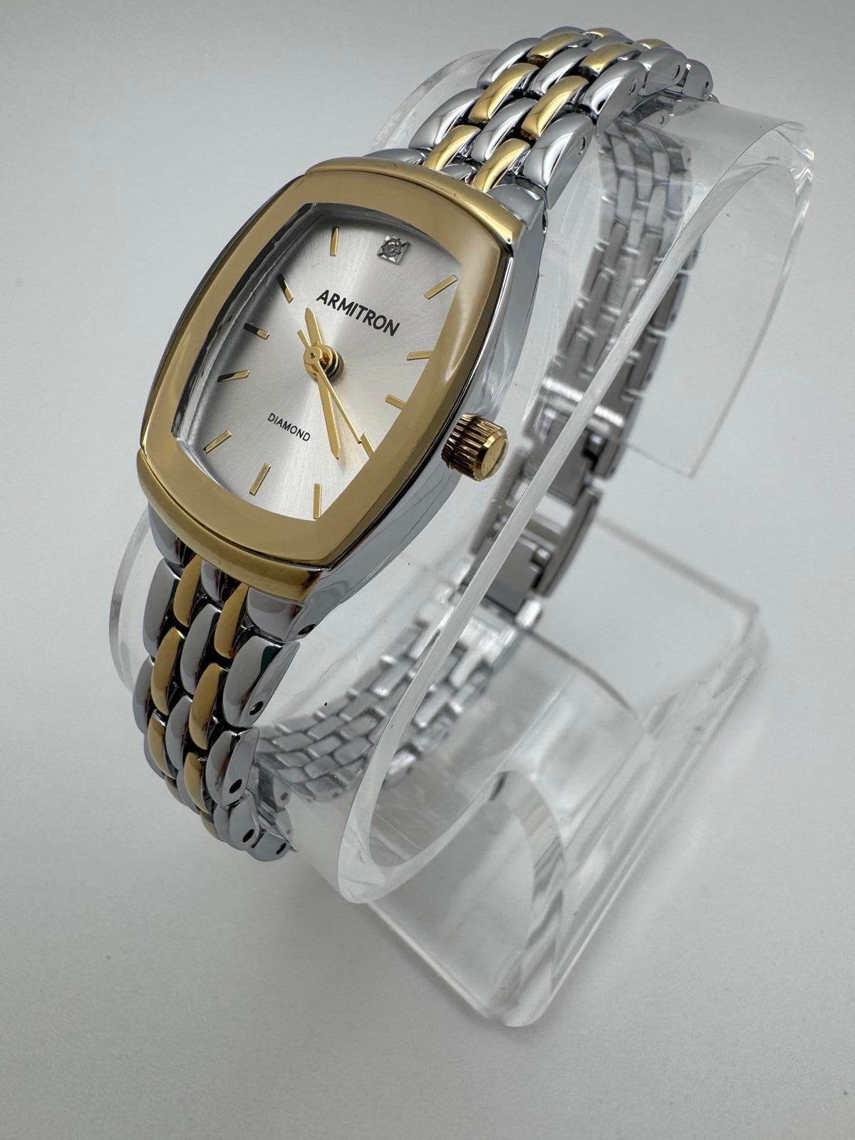 Armitron Women’s Diamond Accent Watch – 20mm Two-Tone Silver Gold Dress Quartz