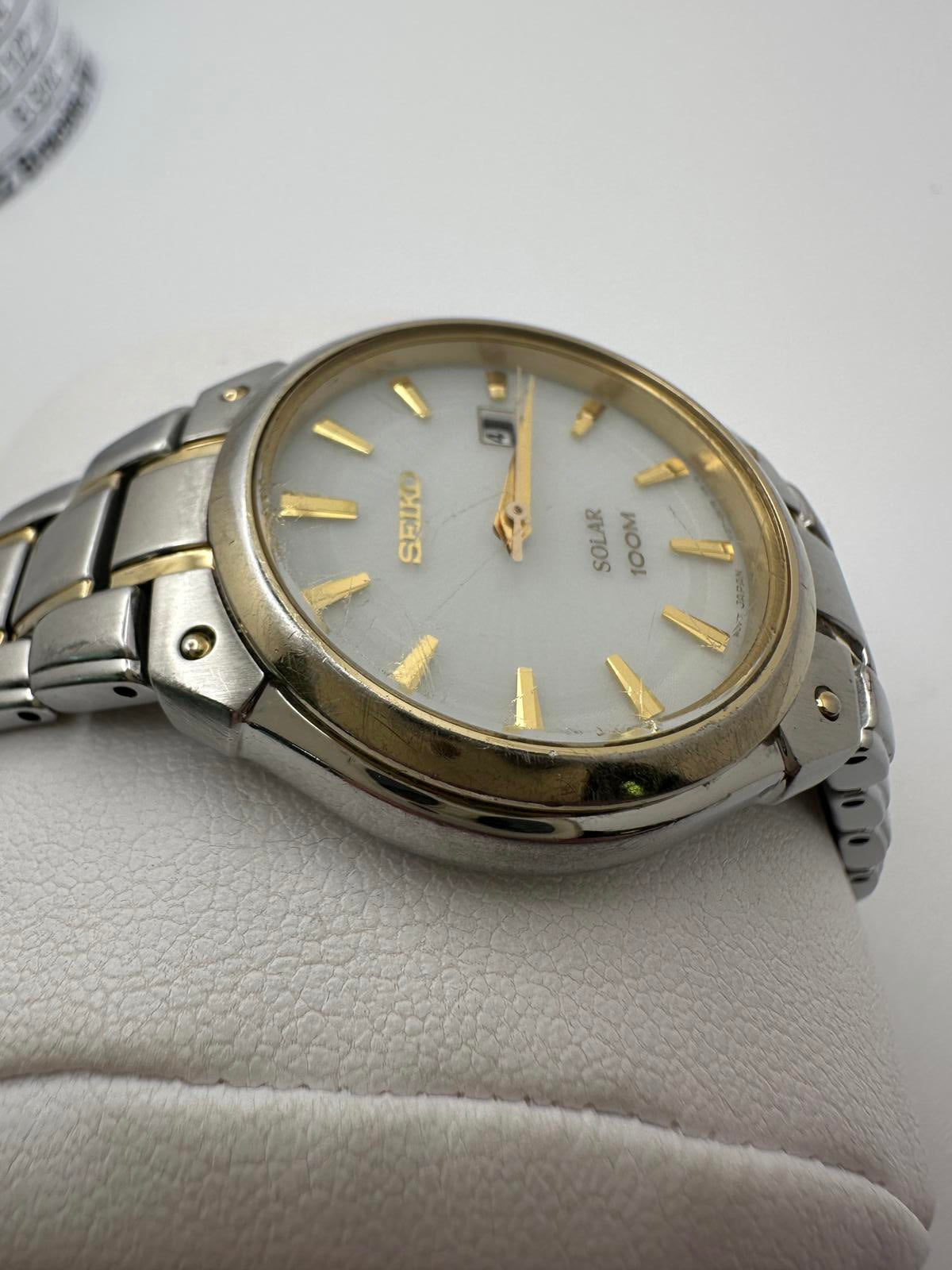 Seiko Women’s Solar Watch – 28mm, Two-Tone Stainless, Date, 100M WR
