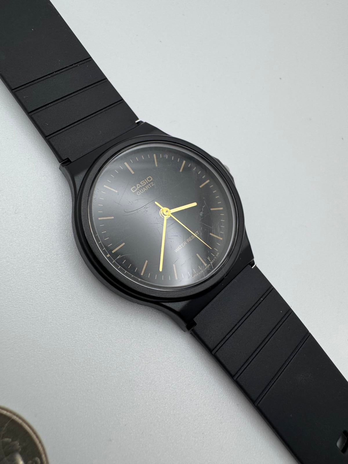 Casio Quartz Black Gold Vintage Watch 33mm Fresh Battery