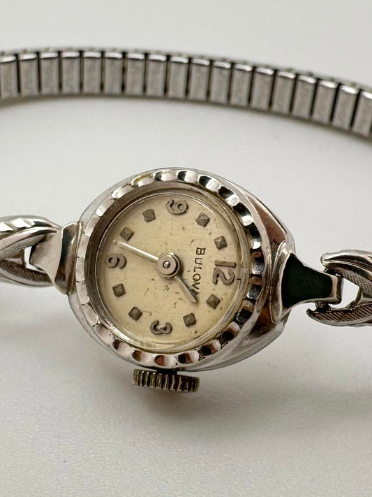 Vintage Bulova Women’s Mechanical Watch – Petite Silver, 10KT Rolled Gold Plate
