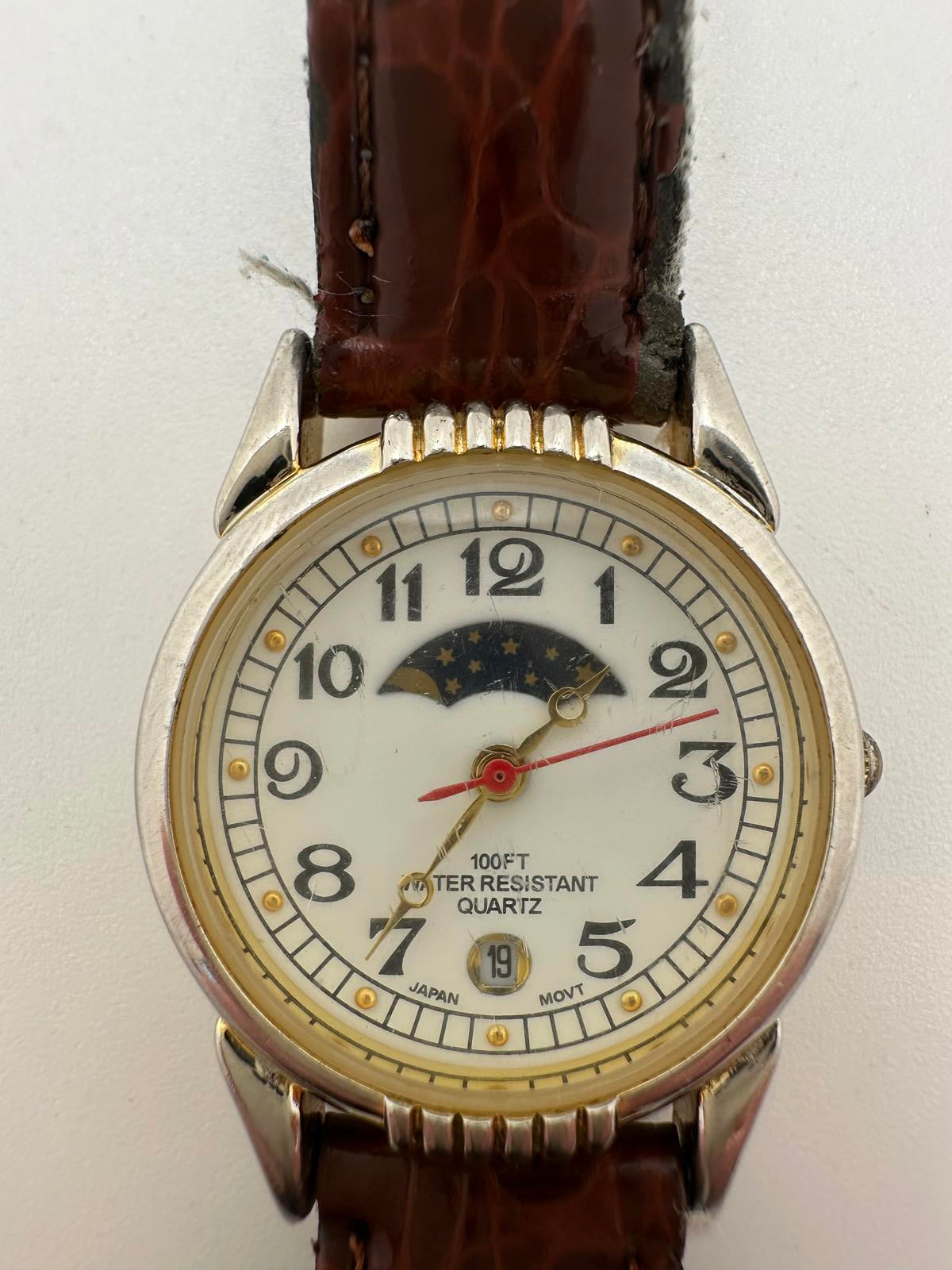 Vintage White Stag Quartz Moonphase Date Watch 27mm | Japan | Fresh Battery