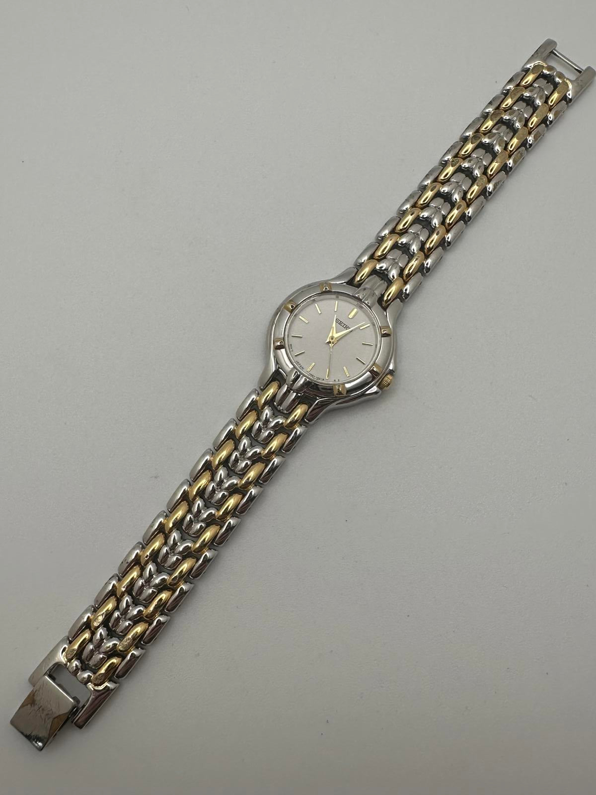 Vintage Seiko Women’s Quartz Watch 24mm Two Tone Silver Gold New Battery