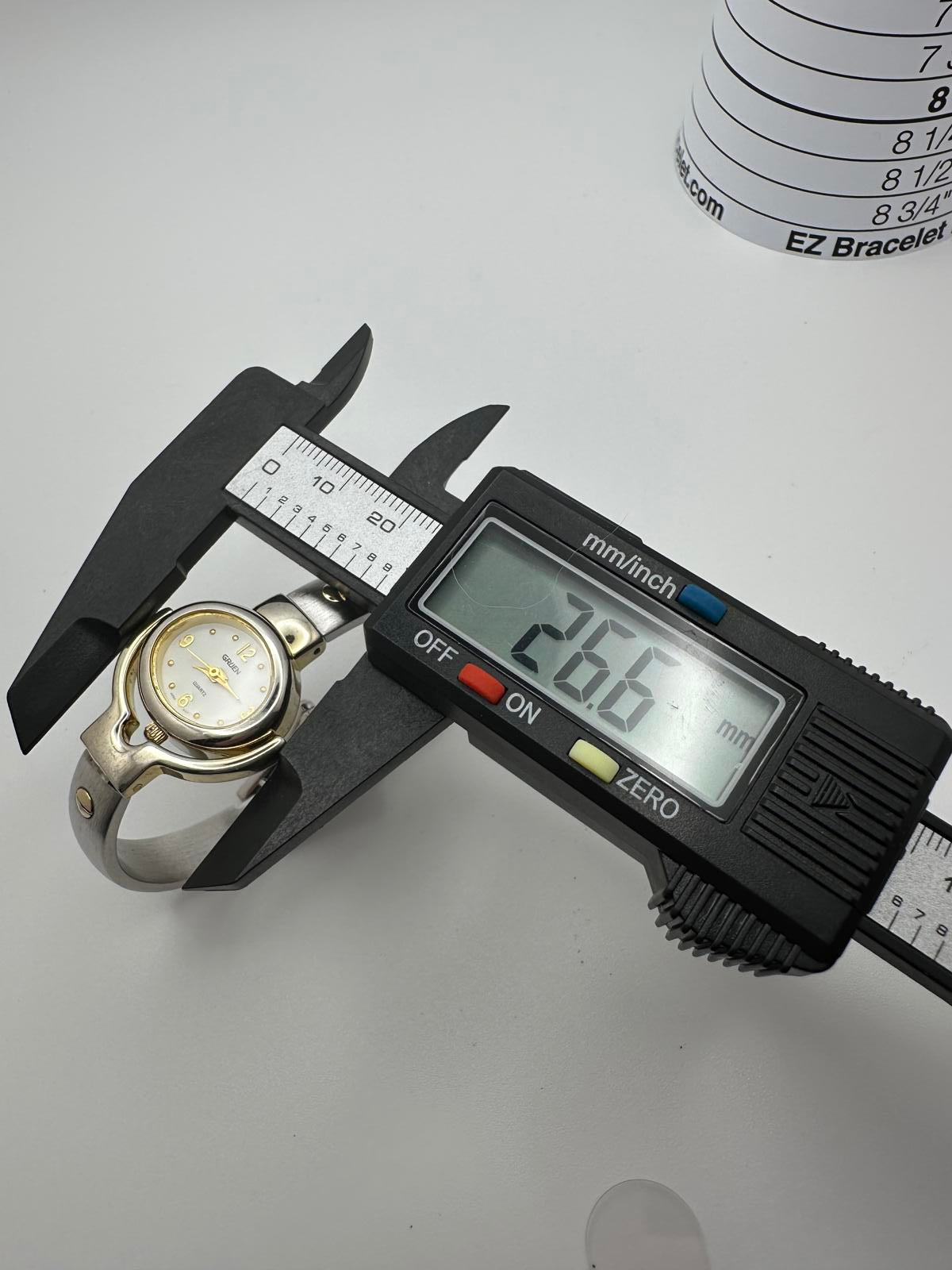 Gruen Women’s Quartz Watch Two-Tone Oval Case White Dial 26mm New Battery