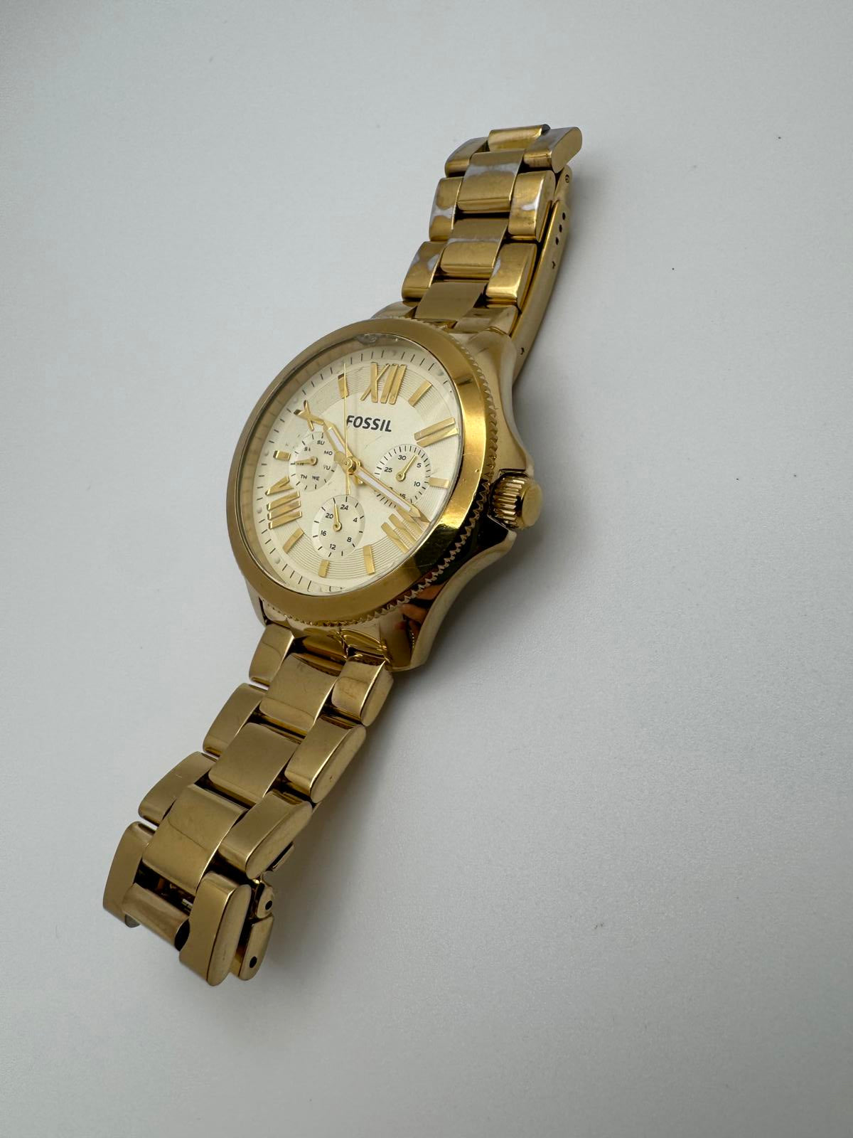 Fossil AM4510 Chronograph Watch – 39mm Gold Tone Quartz, Multi-Function Unisex