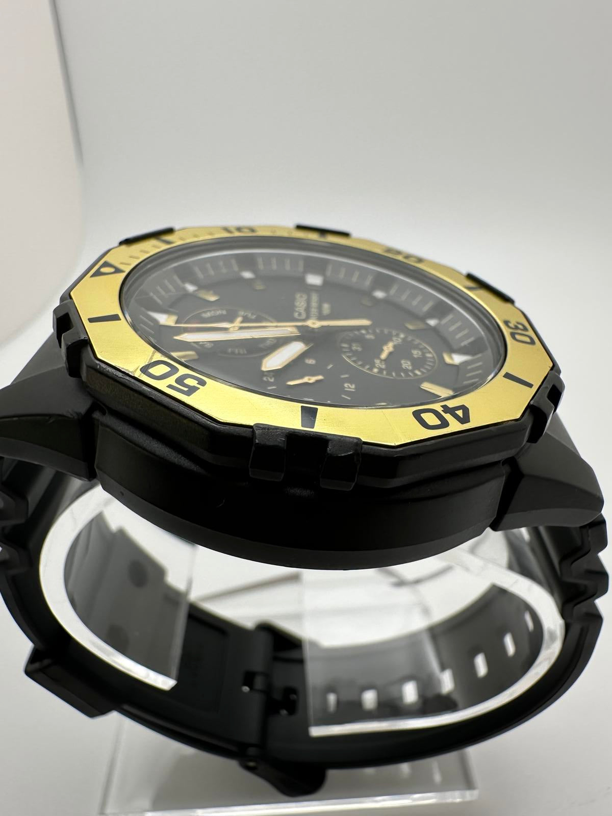 Casio Men’s Black & Gold Diver Watch – 49.5mm – 100M Water Resist, Fresh Battery