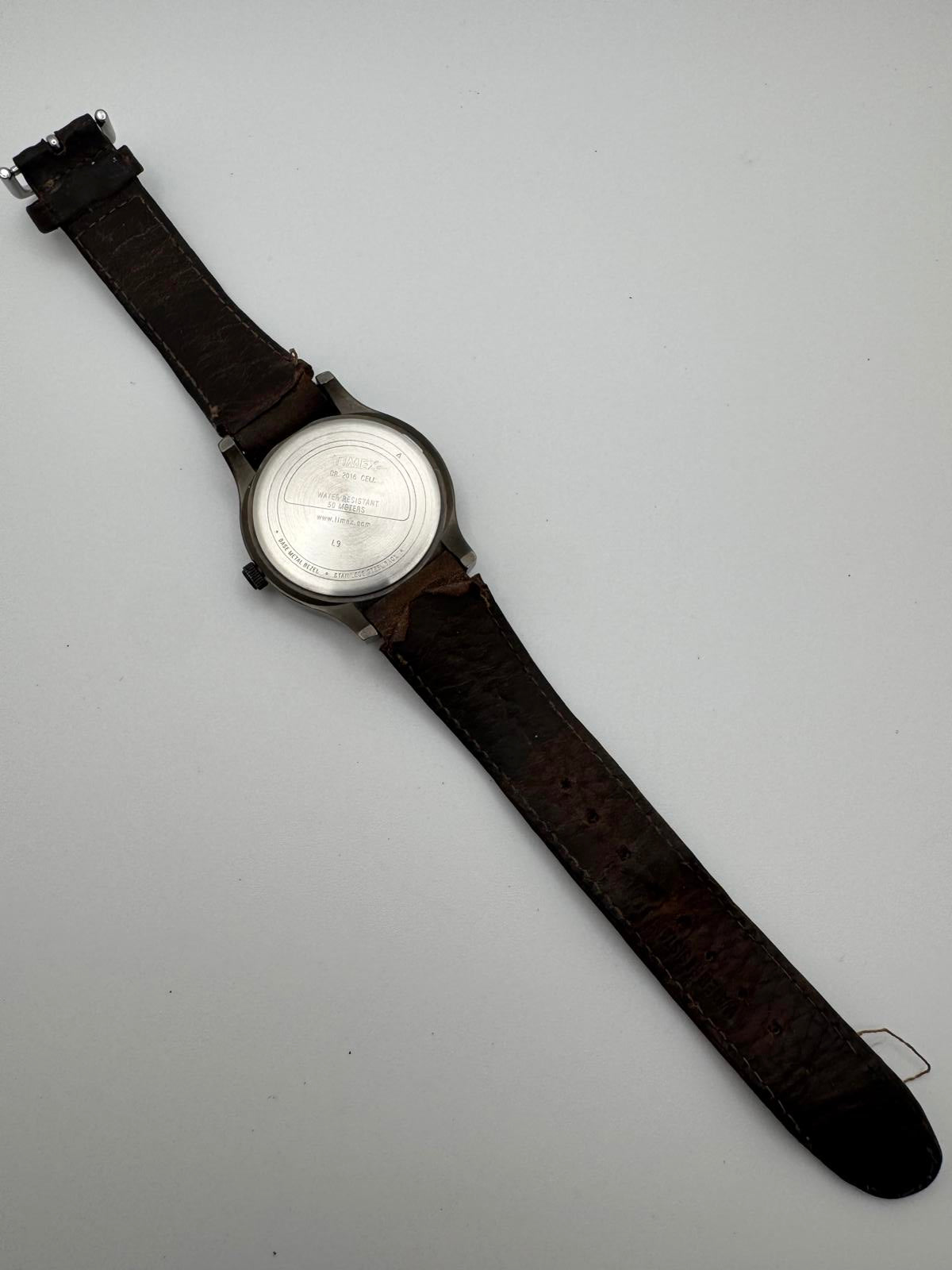 Timex Expedition 38mm Stainless Steel Quartz Watch with Brown Leather Band