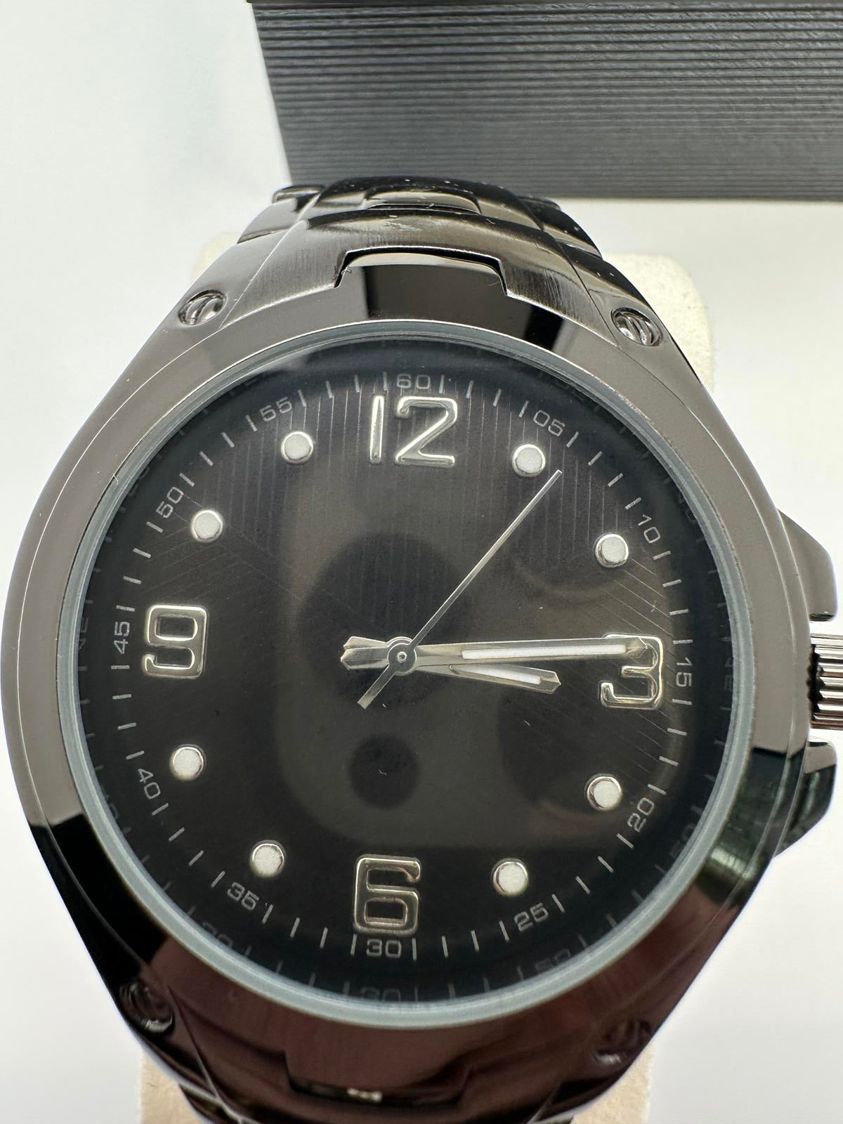 Men’s Black Quartz Watch Stainless Steel Band Japan Movement | Hole Watch Co