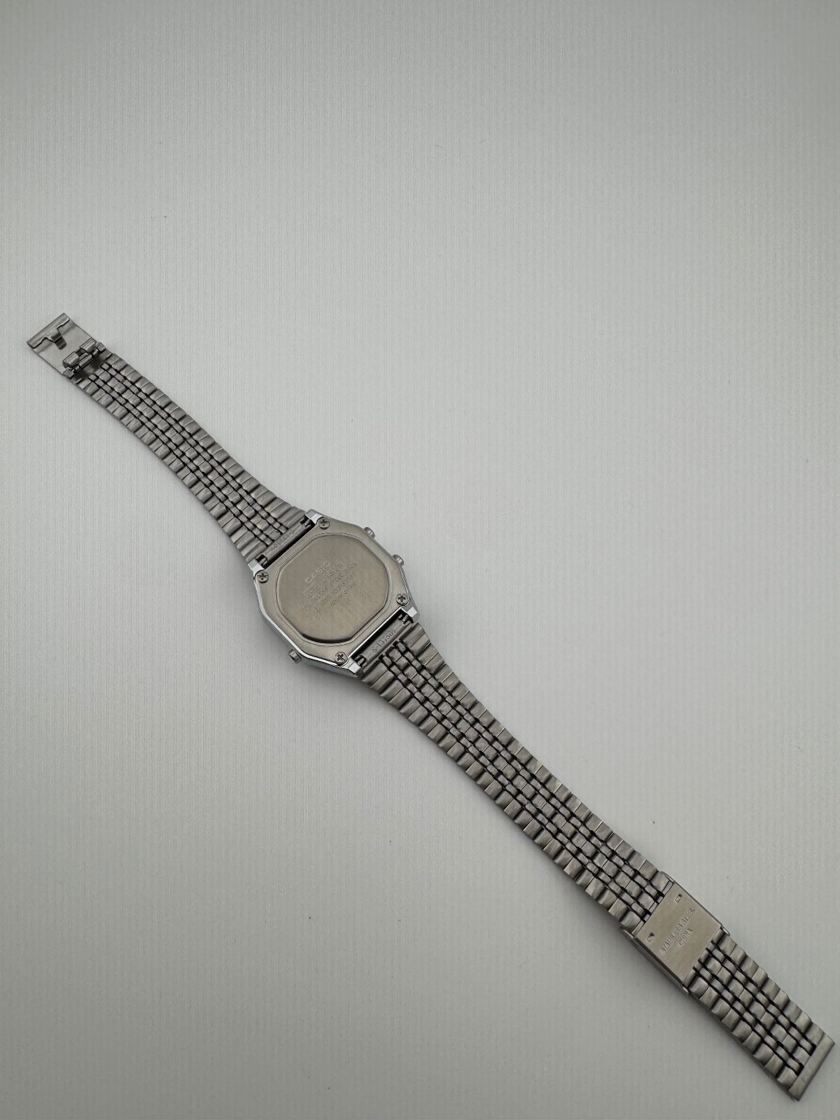 Casio Vintage Floral Digital Watch, Silver Stainless Steel Bracelet, Unisex
