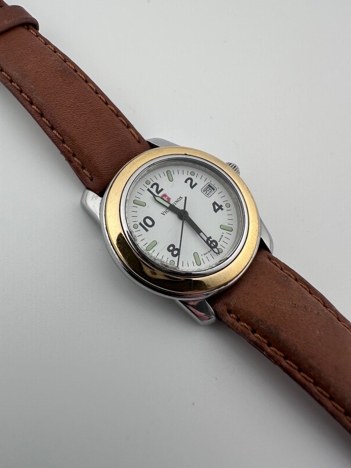 Vintage 1990s Victorinox Women's Swiss Quartz Watch Two Tone Date, alternate view 2