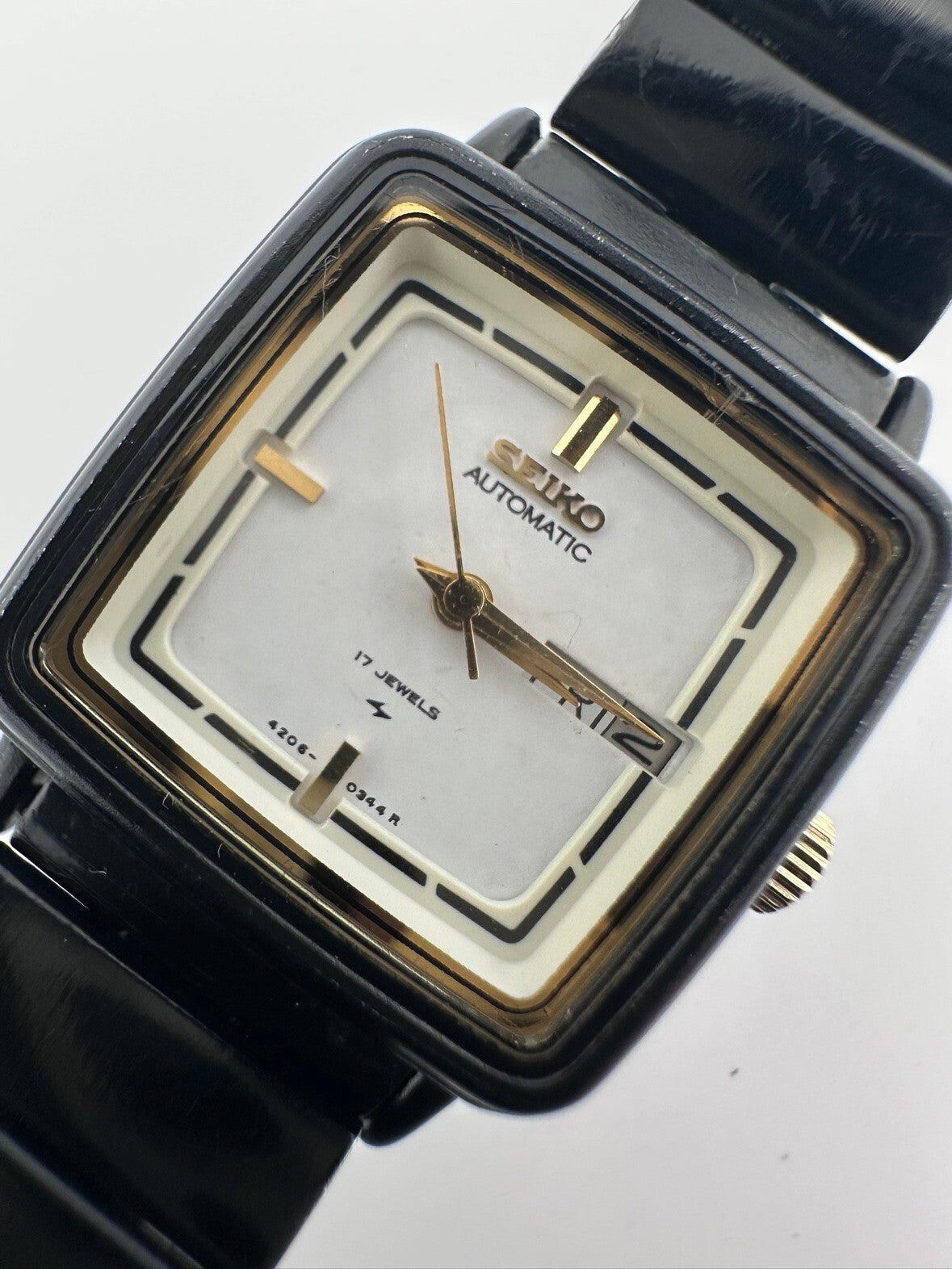 Rare Vintage Seiko Womens Automatic Watch 23mm Black 4206 Running 1980s