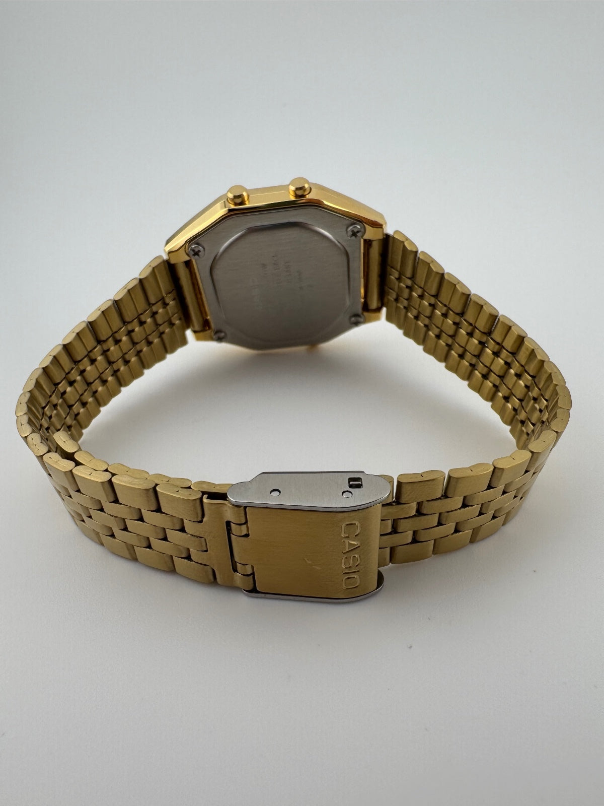 Casio LA680WGA-4C Gold Digital Watch, Vintage Style Floral Face