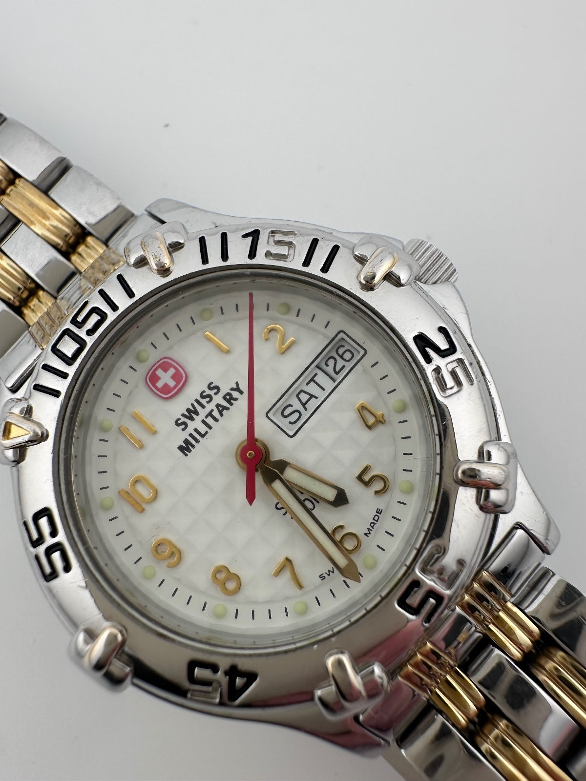 Vintage Swiss Military Women’s Watch 29mm Two Tone Day Date Swiss Made, 1990's, alternate view 3