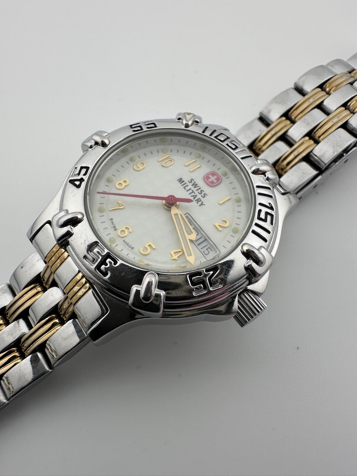 Swiss Military Womens Quartz Watch 29mm Two Tone Day Date New Battery 2000s