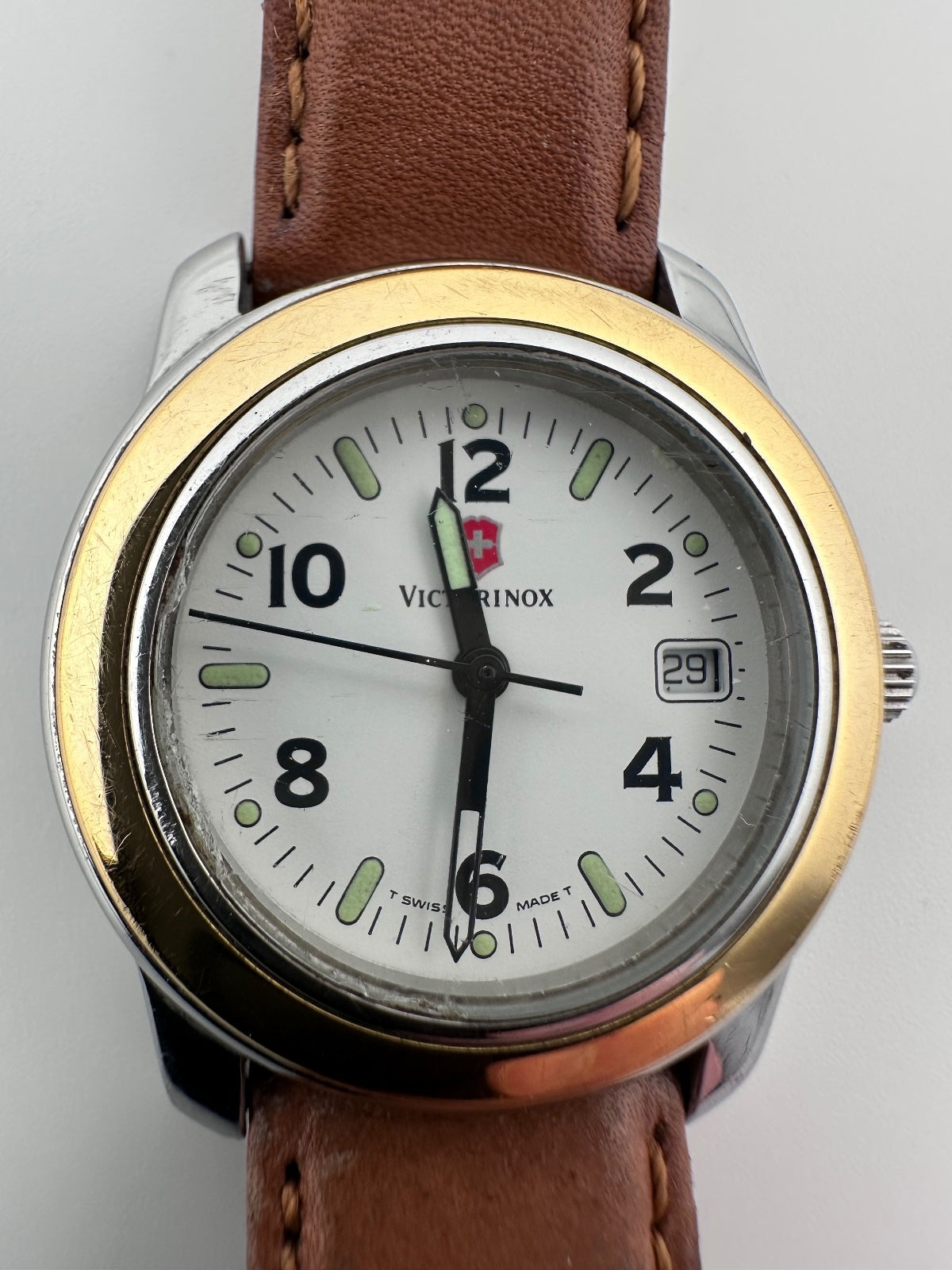 Vintage 1990s Victorinox Women's Swiss Quartz Watch Two Tone Date, alternate view 3